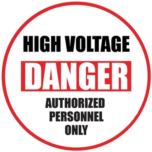 5S Supplies Danger High Voltage Floor Sign 12in Diameter Non Slip Floor Sign FS-DAHIVLT-12